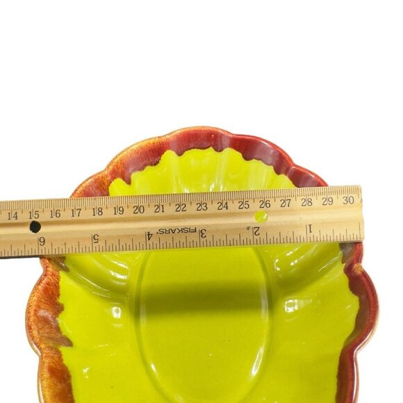Vintage Allens of California Drip Glaze Green Sunrise Pottery Dish Bowl Planter - Picture 3 of 16